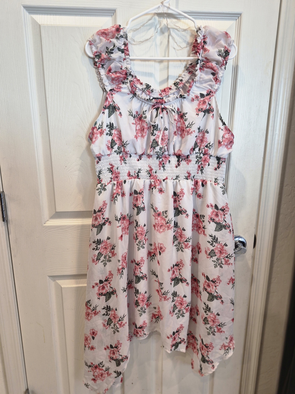 5/25 Lavon White Dress with Pink Floral Print
